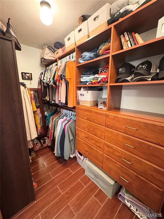 3581 Eagle Crest Dr, Palmyra, MO 63461 - walk in closet featuring dark wood-style flooring