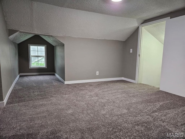 308 E Kathleen, Sikeston, MO 63801 - additional living space featuring a textured ceiling, vaulted ceiling, carpet floors, and baseboards