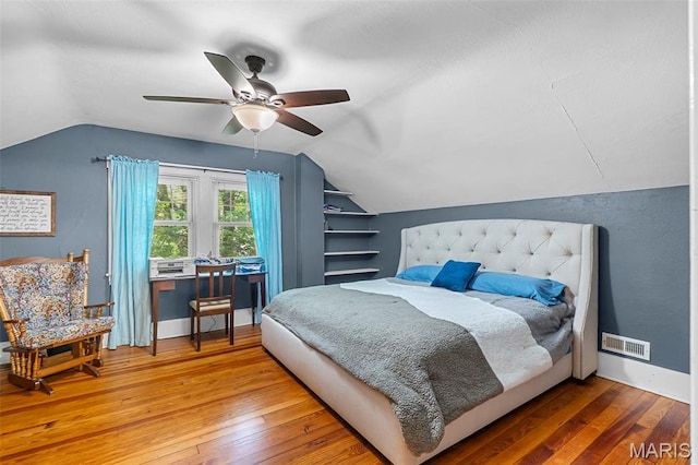 618 Parkview St, Jackson, MO 63755 - bedroom featuring vaulted ceiling, hardwood / wood-style flooring, baseboards, and a ceiling fan