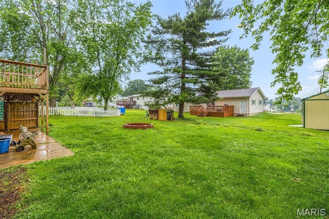 1 Mileva Ct, Farmington, MO 63640 - view of yard with a wooden deck and an outdoor fire pit