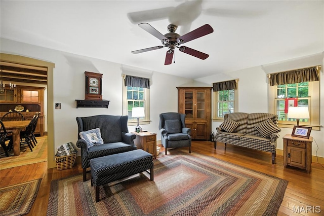 1423 Emily Ln, Festus, MO 63028 - living area with light wood-style flooring and a ceiling fan