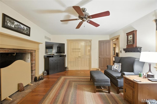1423 Emily Ln, Festus, MO 63028 - living room featuring wood finished floors and ceiling fan