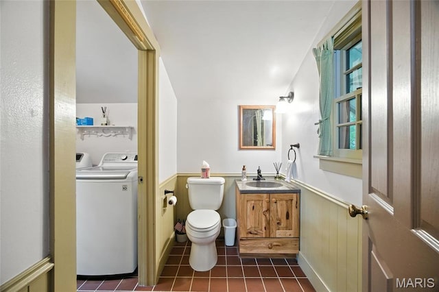 1423 Emily Ln, Festus, MO 63028 - half bath with a wainscoted wall, vanity, and tile patterned floors