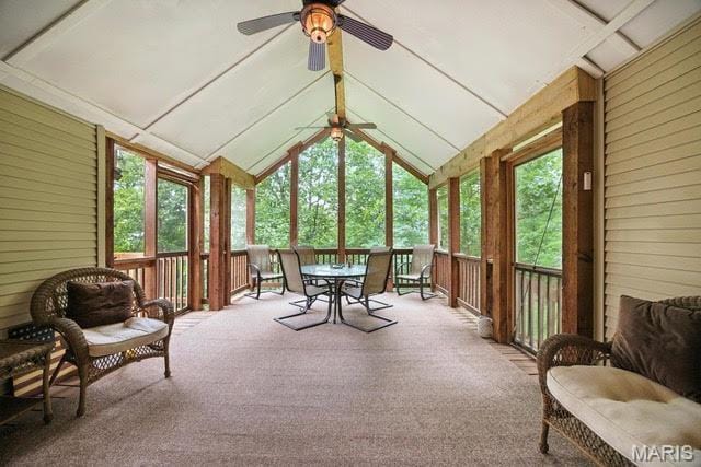 1423 Emily Ln, Festus, MO 63028 - sunroom / solarium featuring ceiling fan and outdoor dining area
