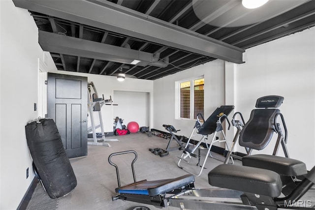22206 Tree Farm Rd, Hermann, MO 63383 - workout room with baseboards