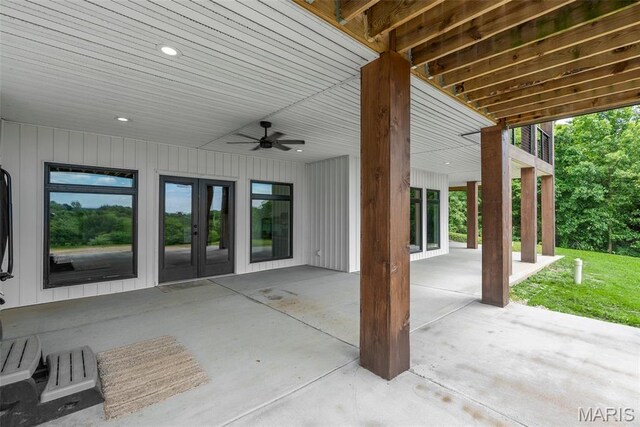 22206 Tree Farm Rd, Hermann, MO 63383 - view of patio with french doors and a ceiling fan