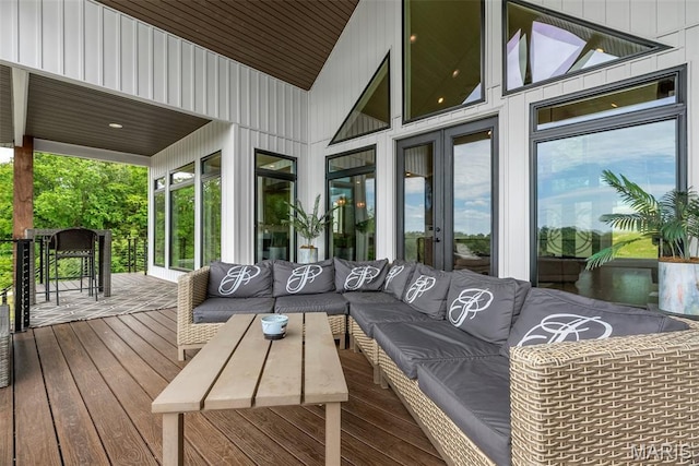 22206 Tree Farm Rd, Hermann, MO 63383 - wooden terrace featuring outdoor lounge area