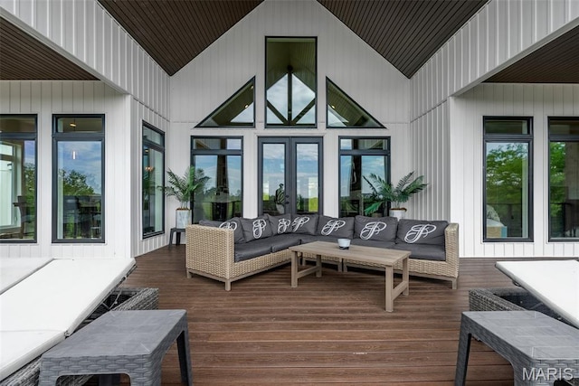 22206 Tree Farm Rd, Hermann, MO 63383 - wooden terrace featuring an outdoor hangout area