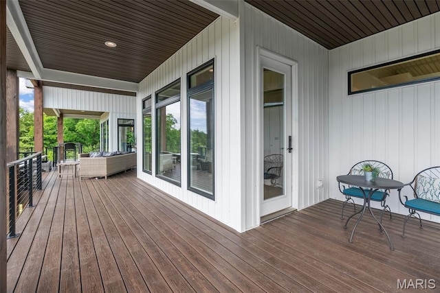 22206 Tree Farm Rd, Hermann, MO 63383 - wooden deck featuring outdoor lounge area