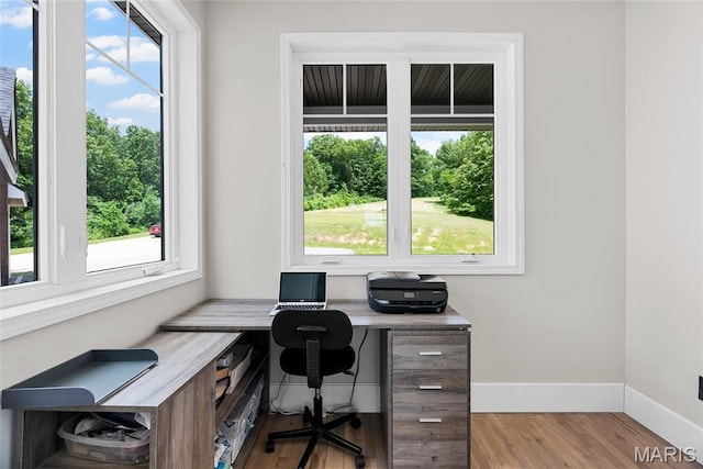 22206 Tree Farm Rd, Hermann, MO 63383 - office featuring wood finished floors and baseboards