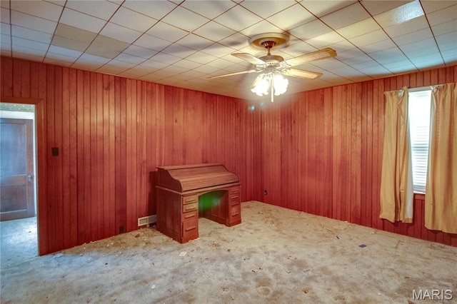 33425 Irish Ln, Brighton, IL 62012 - interior space featuring a ceiling fan and wood walls