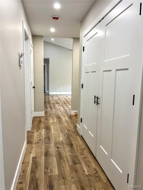 518 Rue Lamande, Bonne Terre, MO 63628 - hallway with wood finished floors, baseboards, and recessed lighting