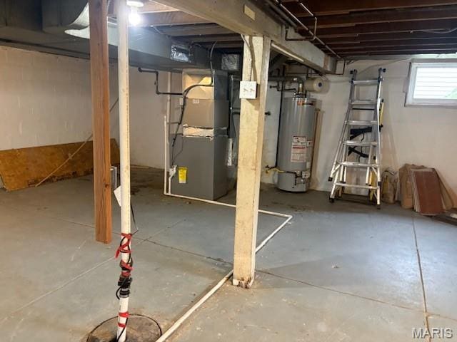 10303 Lincoln Trl, Fairview Heights, IL 62208 - below grade area featuring gas water heater and heating unit