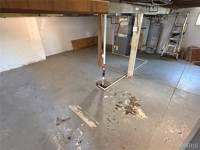 10303 Lincoln Trl, Fairview Heights, IL 62208 - unfinished basement featuring strapped water heater and heating unit