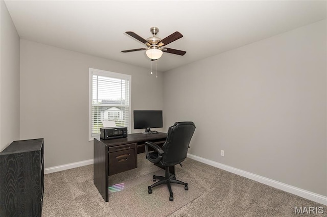 424 Triathlon Dr, Foristell, MO 63348 - office space featuring ceiling fan, light carpet, and baseboards