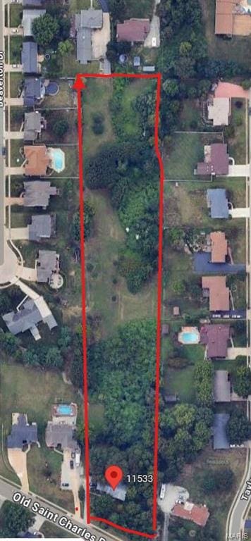 11533 Old Saint Charles Rd, Bridgeton, MO 63044 - map / location featuring property boundaries highlighted