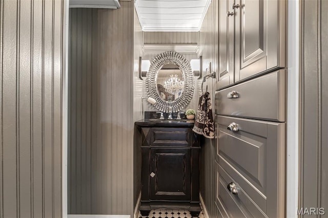 698N 3rd St, Saint Genevieve, MO 63670 - bathroom featuring a sink and a chandelier