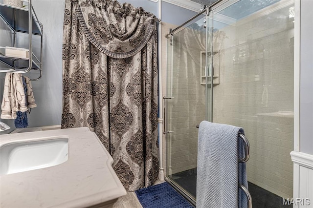 698N 3rd St, Saint Genevieve, MO 63670 - full bathroom with a stall shower and crown molding