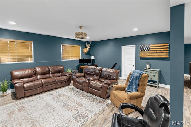8353 Maple Grove Rd, Troy, IL 62294 - living room featuring wood finished floors and recessed lighting