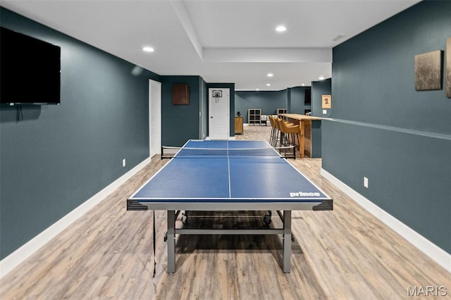 8353 Maple Grove Rd, Troy, IL 62294 - game room featuring wood finished floors and recessed lighting