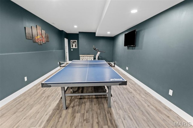 8353 Maple Grove Rd, Troy, IL 62294 - recreation room with wood finished floors and recessed lighting