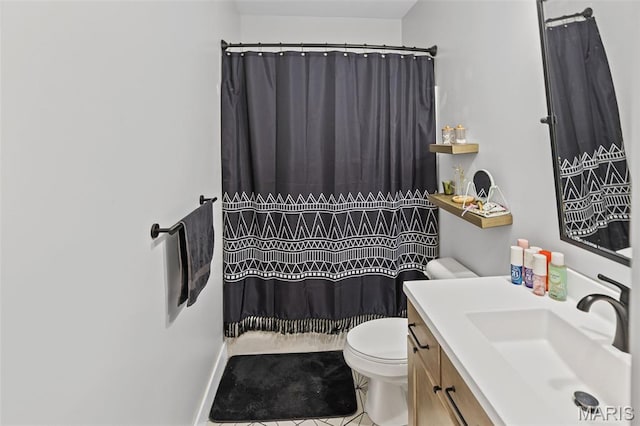 8353 Maple Grove Rd, Troy, IL 62294 - full bathroom featuring vanity, tile patterned floors, and a shower with curtain