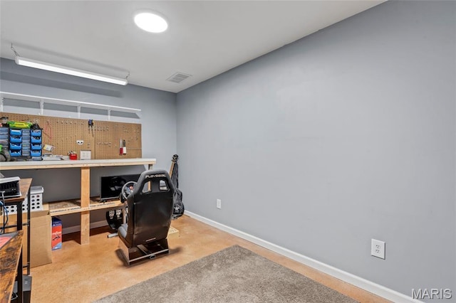 803 Brimley Dr, Cottleville, MO 63304 - home office with baseboards and a workshop area
