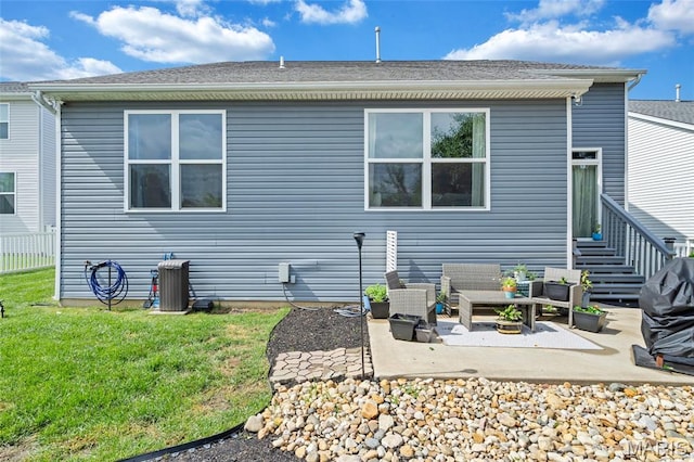 803 Brimley Dr, Cottleville, MO 63304 - back of property with a patio, a lawn, and outdoor lounge area