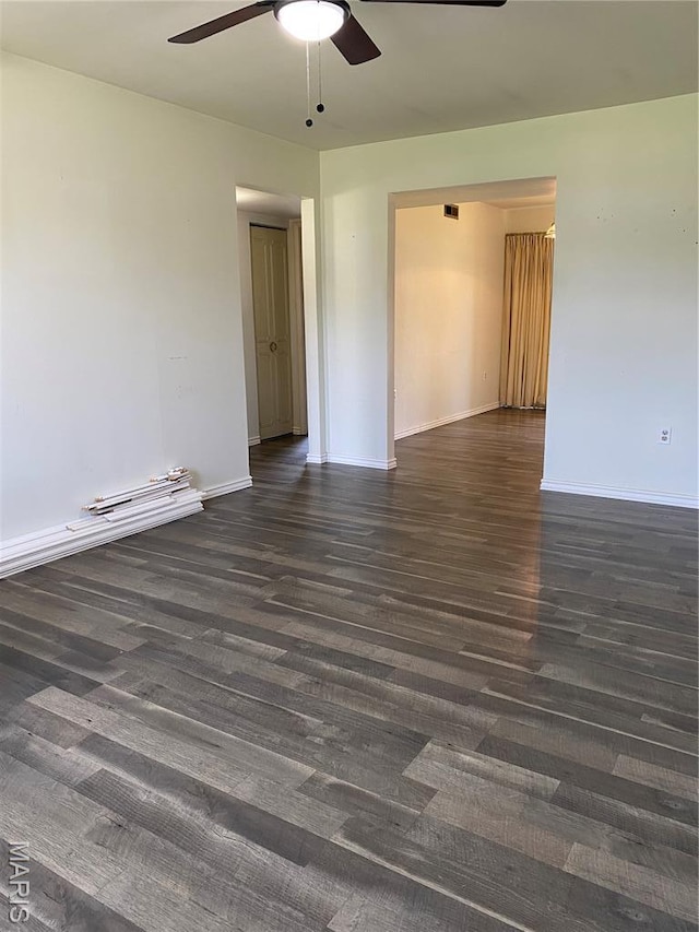 3122 Carnaby Ln Unit C, Bridgeton, MO 63044 - empty room featuring a ceiling fan and dark wood finished floors