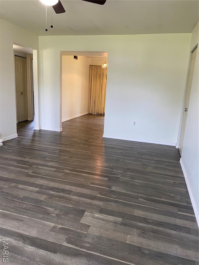 3122 Carnaby Ln Unit C, Bridgeton, MO 63044 - spare room featuring ceiling fan and dark wood-type flooring