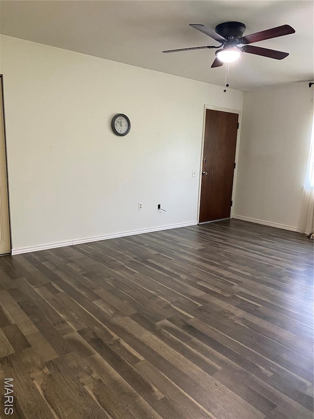 3122 Carnaby Ln Unit C, Bridgeton, MO 63044 - empty room with dark wood-type flooring and a ceiling fan