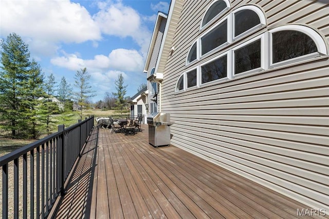 1315 Wildhorse Meadows Dr, Chesterfield, MO 63005 - wooden deck with grilling area