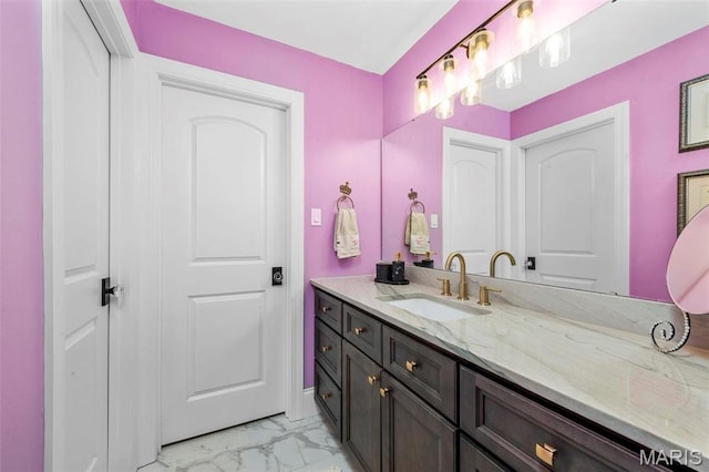 1315 Wildhorse Meadows Dr, Chesterfield, MO 63005 - bathroom with vanity and marble finish flooring