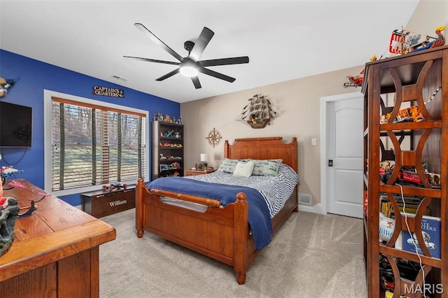 1315 Wildhorse Meadows Dr, Chesterfield, MO 63005 - bedroom with light carpet and ceiling fan