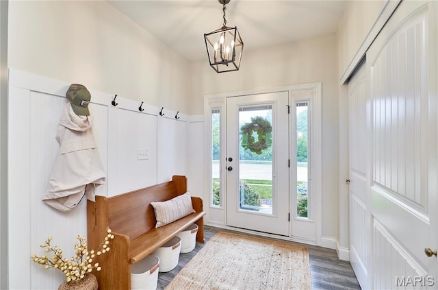 1810 Barclay Bluff Ct, Wentzville, MO 63385 - mudroom featuring wood finished floors and a chandelier