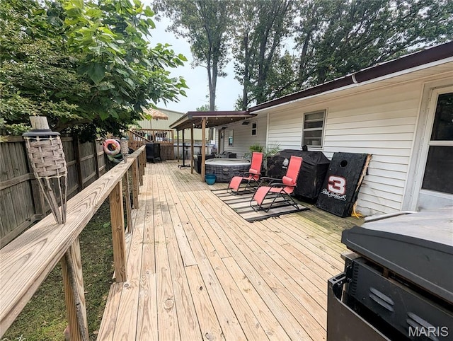 200 N Elm St, Campbell, MO 63933 - wooden deck featuring a jacuzzi