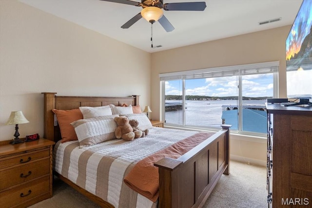 18051 Blue Anchor Dr Unit 533, Gravois Mills, MO 65037 - bedroom featuring light carpet and ceiling fan