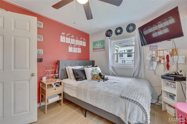 169 W Kirkham Ave, Webster Groves, MO 63119 - bedroom with wood finished floors and ceiling fan