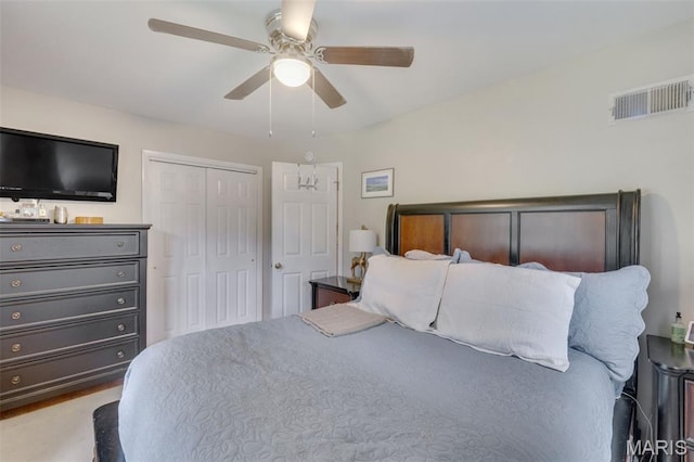169 W Kirkham Ave, Webster Groves, MO 63119 - bedroom with ceiling fan and a closet
