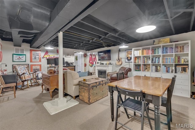 169 W Kirkham Ave, Webster Groves, MO 63119 - finished basement with carpet and a fireplace