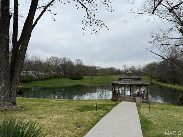 480 N Lindsey Rd, Winfield, MO 63389 - dock featuring a gazebo, a water view, and a yard