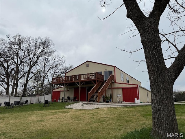 480 N Lindsey Rd, Winfield, MO 63389 - view of front of house with a wooden deck and stairs