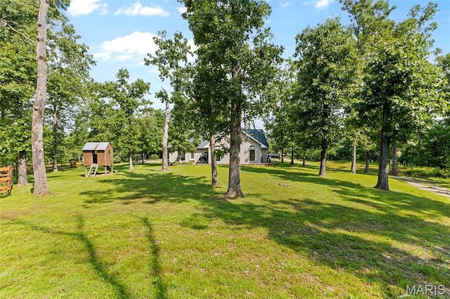 2004 Possum Hollow Rd, Farmington, MO 63640 - view of grassy yard with an outbuilding and view of scattered trees