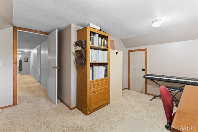 2004 Possum Hollow Rd, Farmington, MO 63640 - hall with carpet, vaulted ceiling, baseboards, and a textured ceiling
