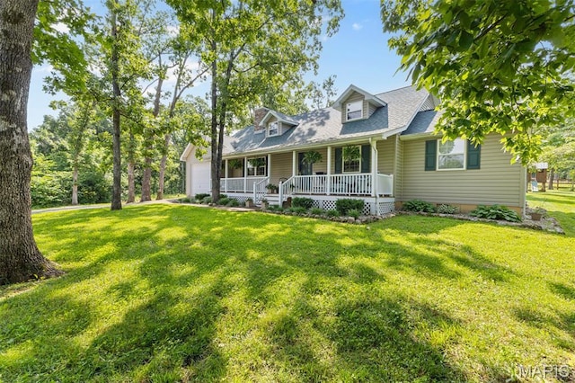 2004 Possum Hollow Rd, Farmington, MO 63640 - cape cod home with a porch, a front lawn, and a garage