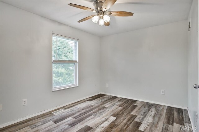 505 Lias Way, Wentzville, MO 63385 - spare room featuring wood finished floors and a ceiling fan