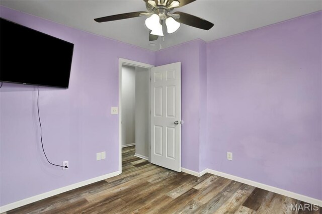 505 Lias Way, Wentzville, MO 63385 - unfurnished bedroom featuring wood finished floors and ceiling fan