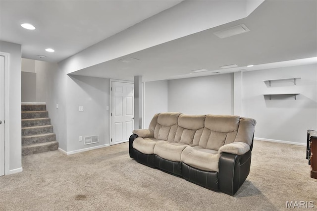 505 Lias Way, Wentzville, MO 63385 - living area with carpet floors, recessed lighting, and stairs