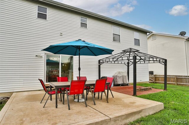 505 Lias Way, Wentzville, MO 63385 - view of patio with outdoor dining space, a grill, and a pergola