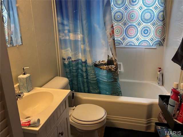 16 Rusty Wil Dr, Belleville, IL 62220 - bathroom with toilet, shower / tub combo with curtain, and vanity